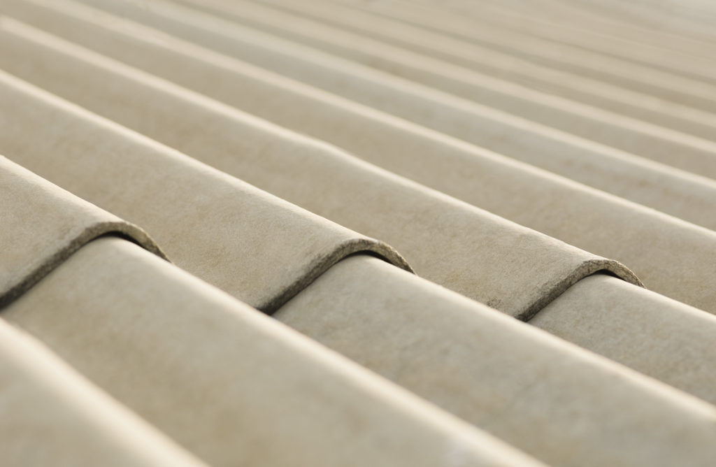 Close-up of corrugated cement sheet